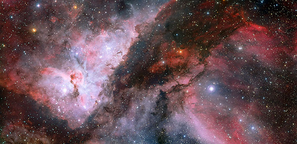 Panoramic view of the regions WR 22 and Eta Carina in Carina Nebulae