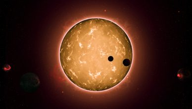 Imagem artística do sistema Kepler-444