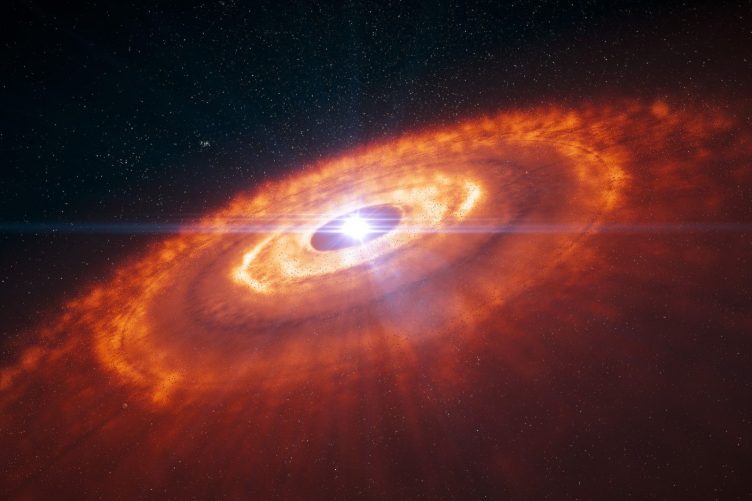 Artistic impression of a young star surrounded by a protoplanetary disc