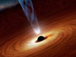 Artistic concept of a supermassive black hole, with millions of solar masses.