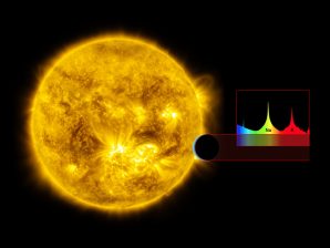 Impressão artística que representa um exoplaneta a passar em frente da sua estrela.