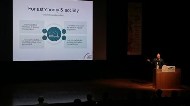 João Retrê presenting Viver Astronomia programme at CAP 2018 conference