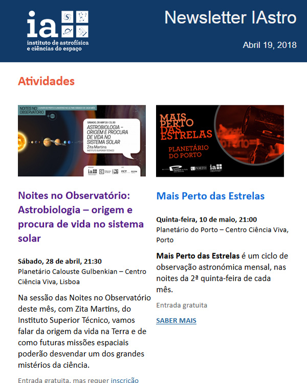 Newsletter IAstro Abril 2018