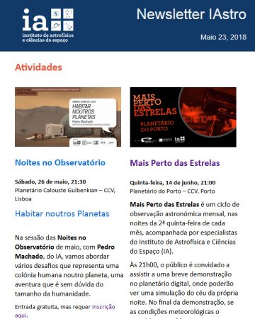 Newsletter IAstro, Maio 2018