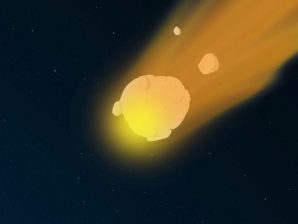 Fotograma da curta-metragem de animação de Felix Lima sobre meteoros e meteoritos.