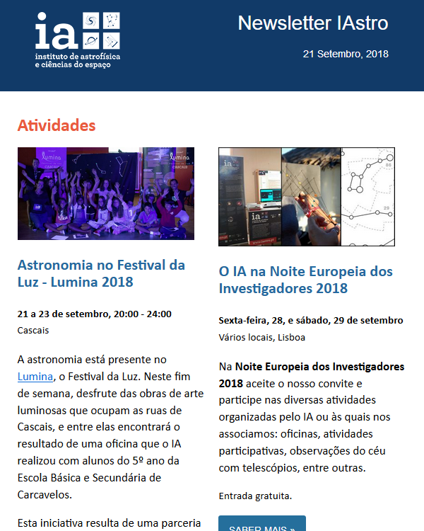 Newsletter IAstro - setembro 2018