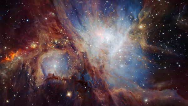 Imagem da Nebulosa de Orionte no infravermelho. 
