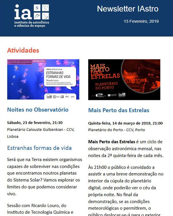 Newsletter IAstro Fevereiro 2019