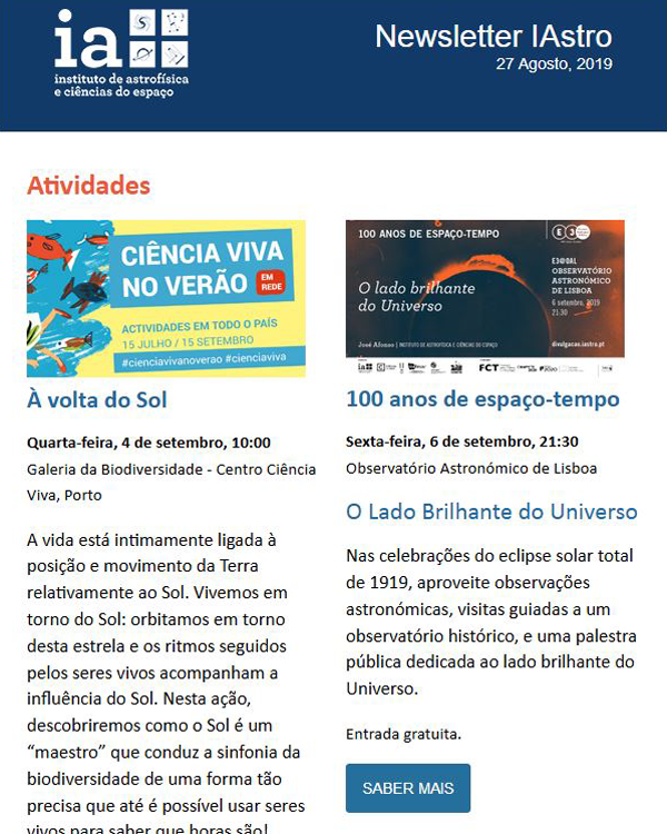 Newsletter IAstro - agosto 2019