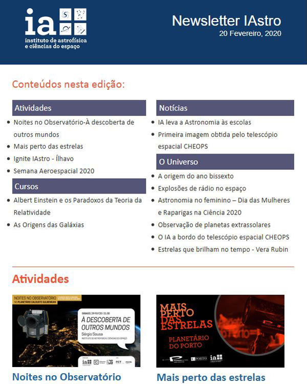 Newsletter IAstro fevereiro 2020