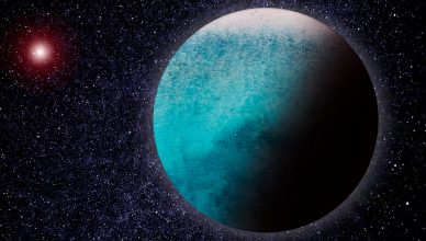 Imagem artística do exoplaneta aquático LHS 1140 b