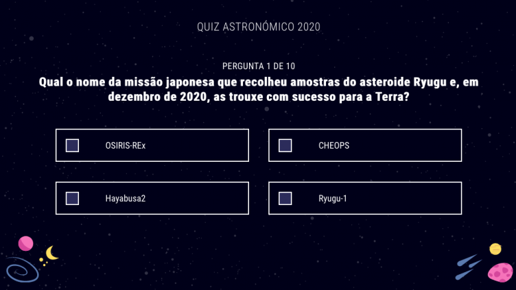 Quiz astronómico 2020 – Divulgação