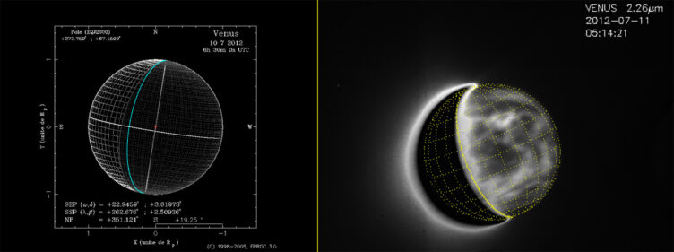 Sistema de referenciação geográfica usado nas observações de Vénus a partir do solo, o mesmo sistema usado pelas sondas espaciais em órbita de Vénus.