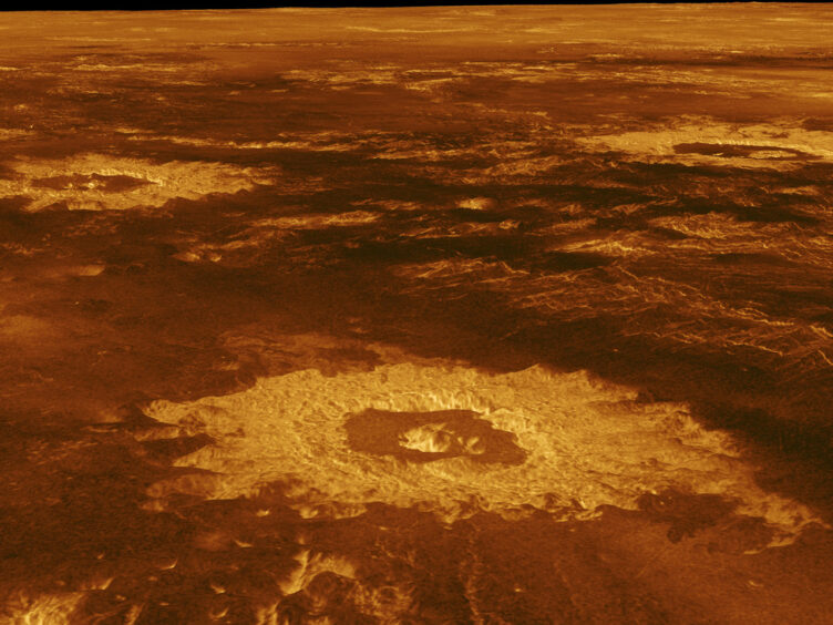 Superfície de Vénus, observada pela sonda Magellan (Magalhães) da NASA.