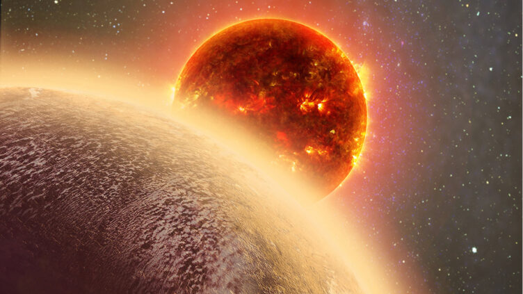 Artist’s concept of a Venus-like exoplanet orbiting its host star.