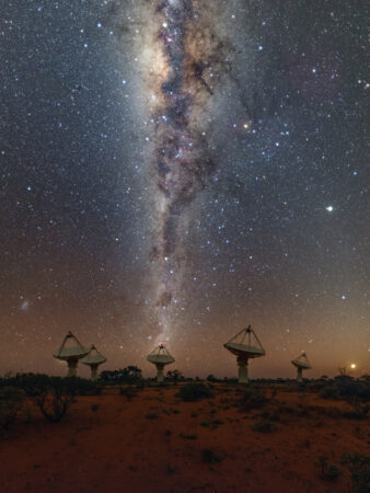 ASKAP is a radio telescope, comprised of several antennae, installed in one of the Australian deserts.