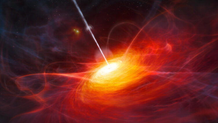 Conceção artística de um quasar